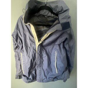 Vintage Patagonia Rain Jacket Women M Blue Hooded Full Zip Nylon Windbreaker